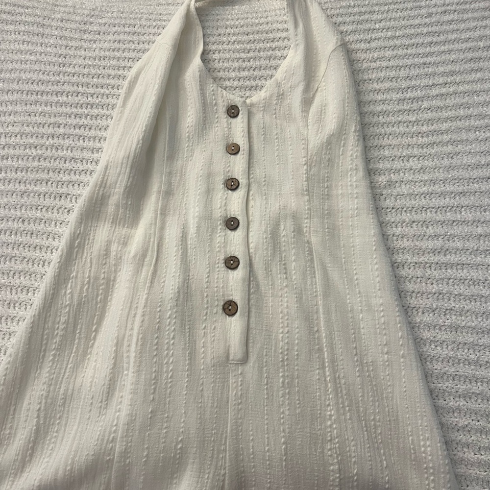White Button-Down Halter Romper - image 2